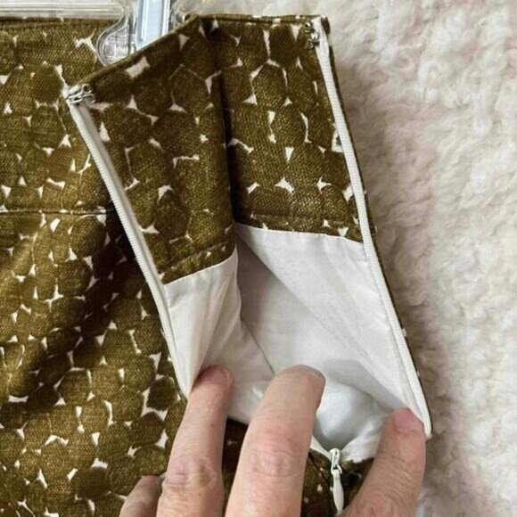 Merona skirt Womens size 8 Gold cotton blend shell polyester liner side zip - Picture 7 of 10